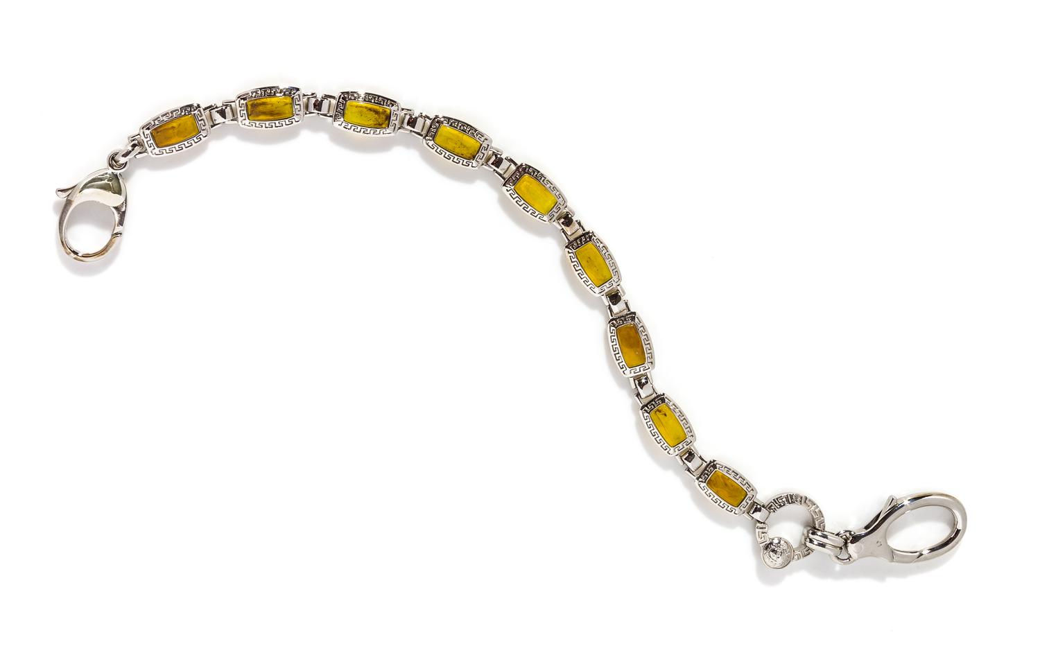 A Gianni Versace Faux Amber Link Pocket Chain, 14.5" x 1".