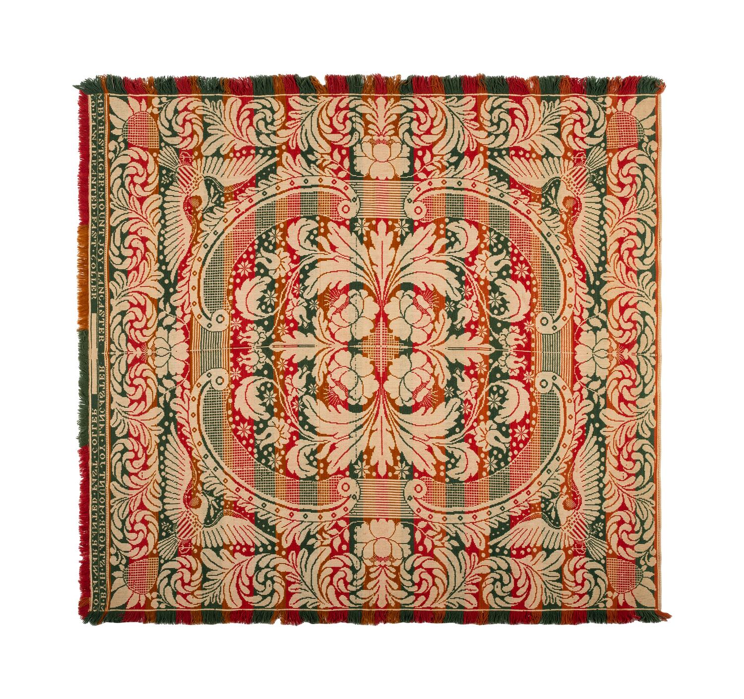 Two Jacquard Wool and Cotton Coverlets