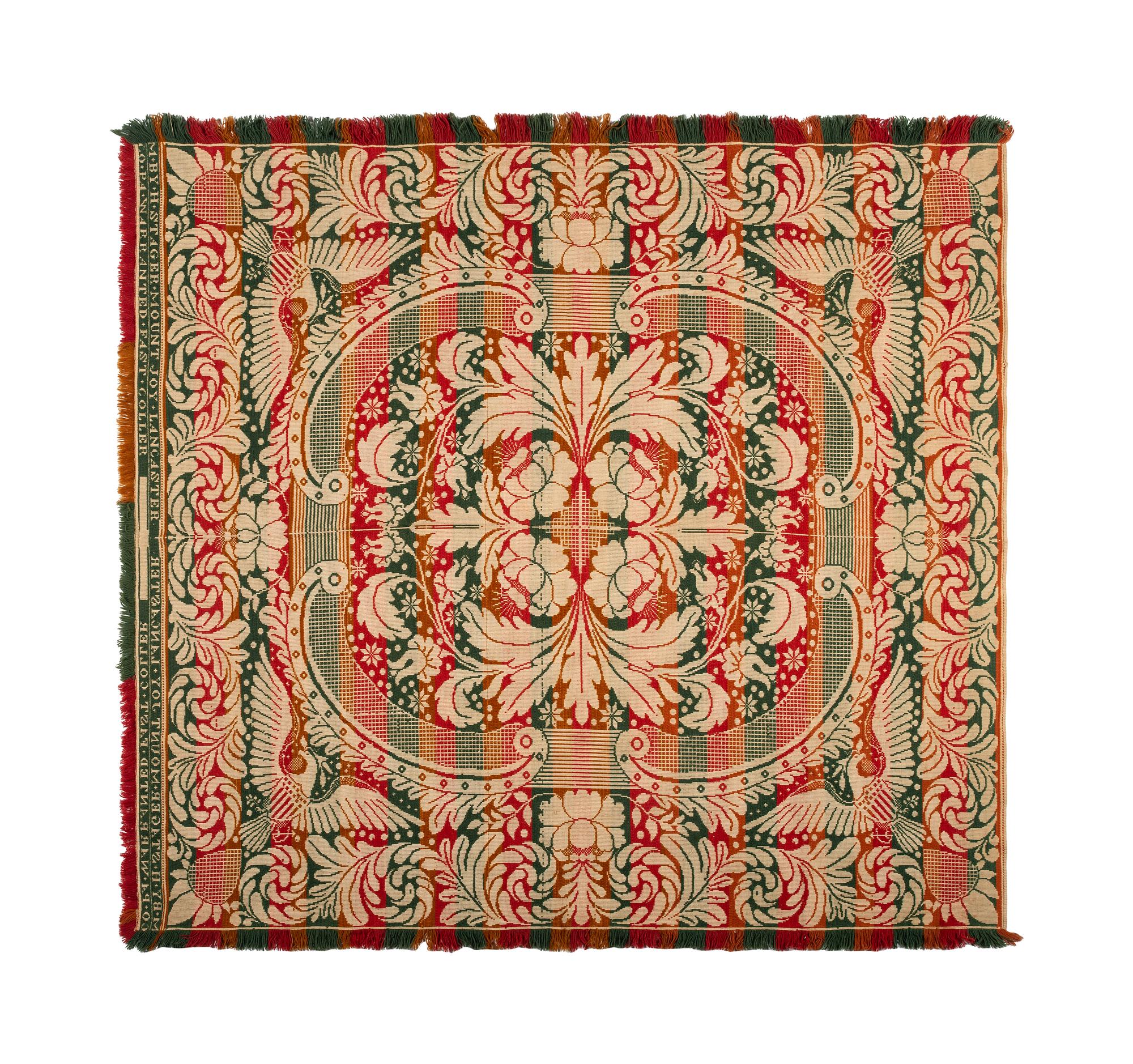 Two Jacquard Wool and Cotton Coverlets