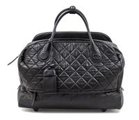A Chanel Black Quilted Weekender Roller Bag, 19" x 13.5" x 8.5"; Top handle 7''.