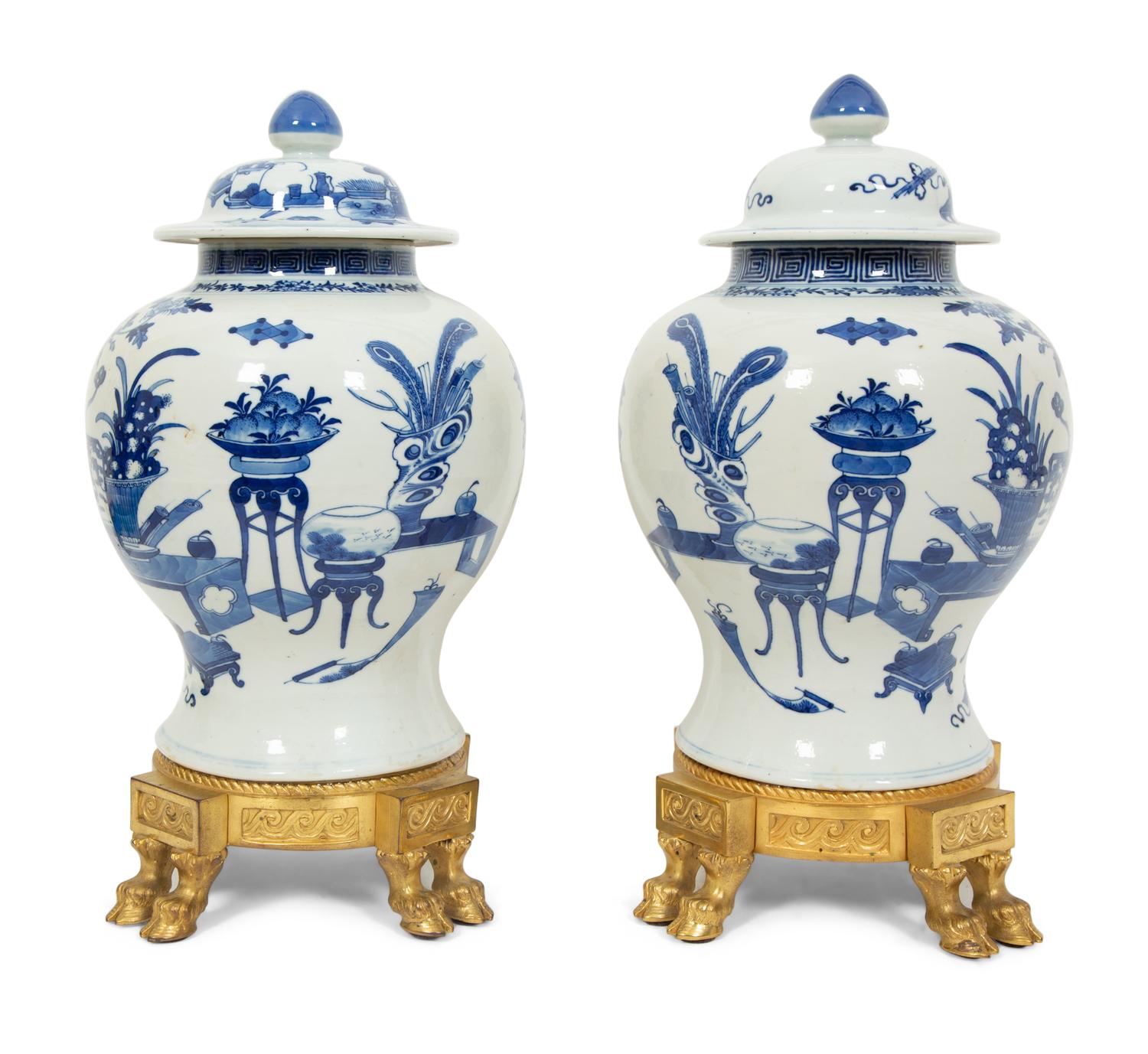 A Pair of Gilt Bronze Mounted Chinese Porcelain Jars