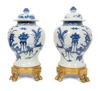 A Pair of Gilt Bronze Mounted Chinese Porcelain Jars