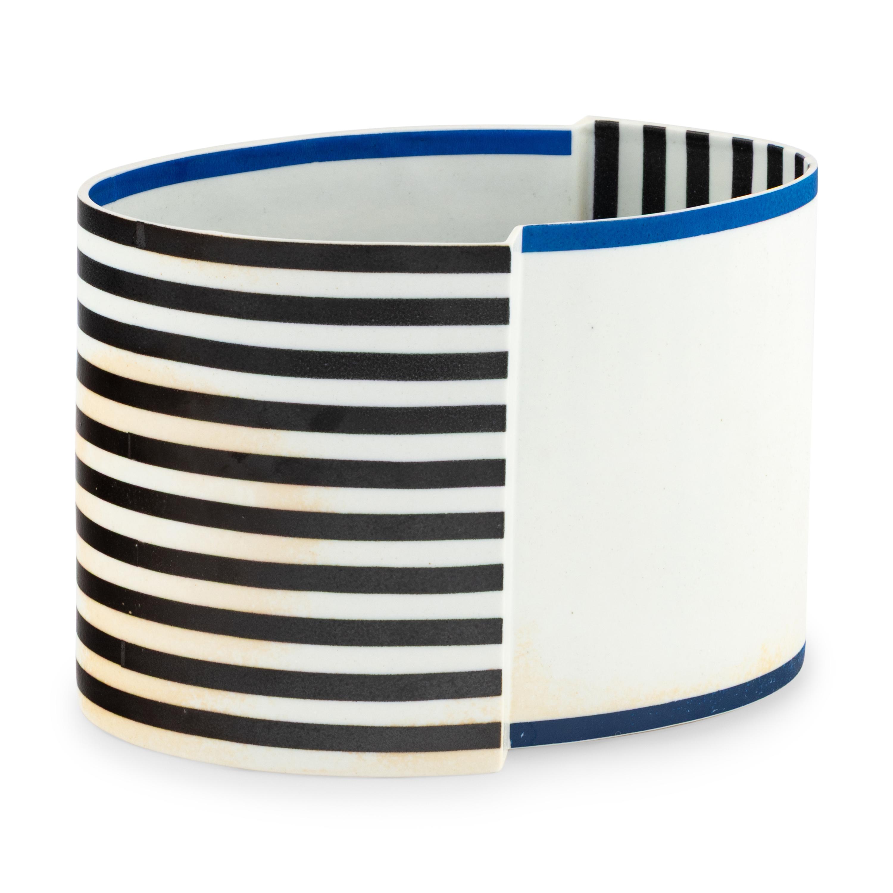 Bodil Manz (Danish, b. 1943) — Interrupted Oval Form with black and blue, c. 2003