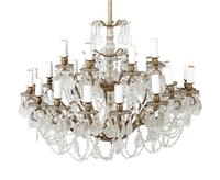 A Continental Bronze and Cut Glass Twenty-Four-Light Chandelier