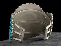 Navajo Silver and Turquoise Cluster Cuff Bracelet