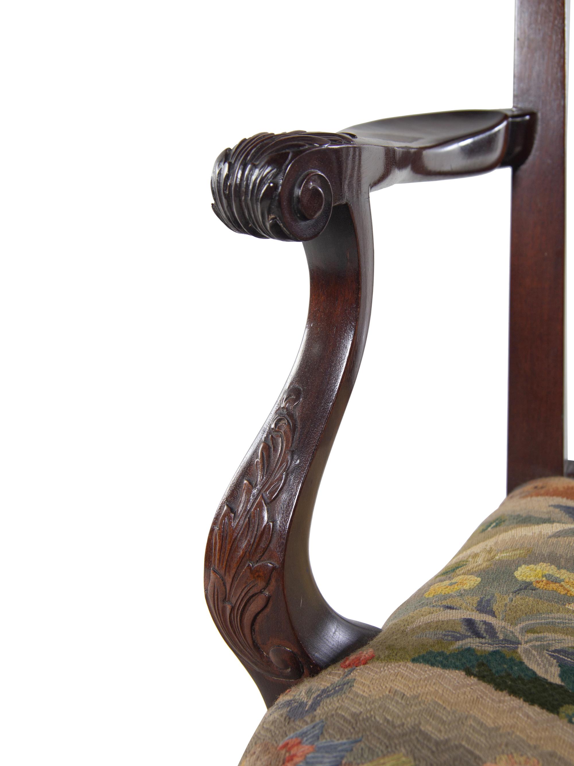 A Pair of Irish George II Style Carved Mahogany Double-Back Settees