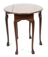 A Chippendale Style Mahogany Oval Drop Leaf Table Height 27 1/2 x width 35 1/4 x depth 26 1/2 inches. — 20TH CENTURY