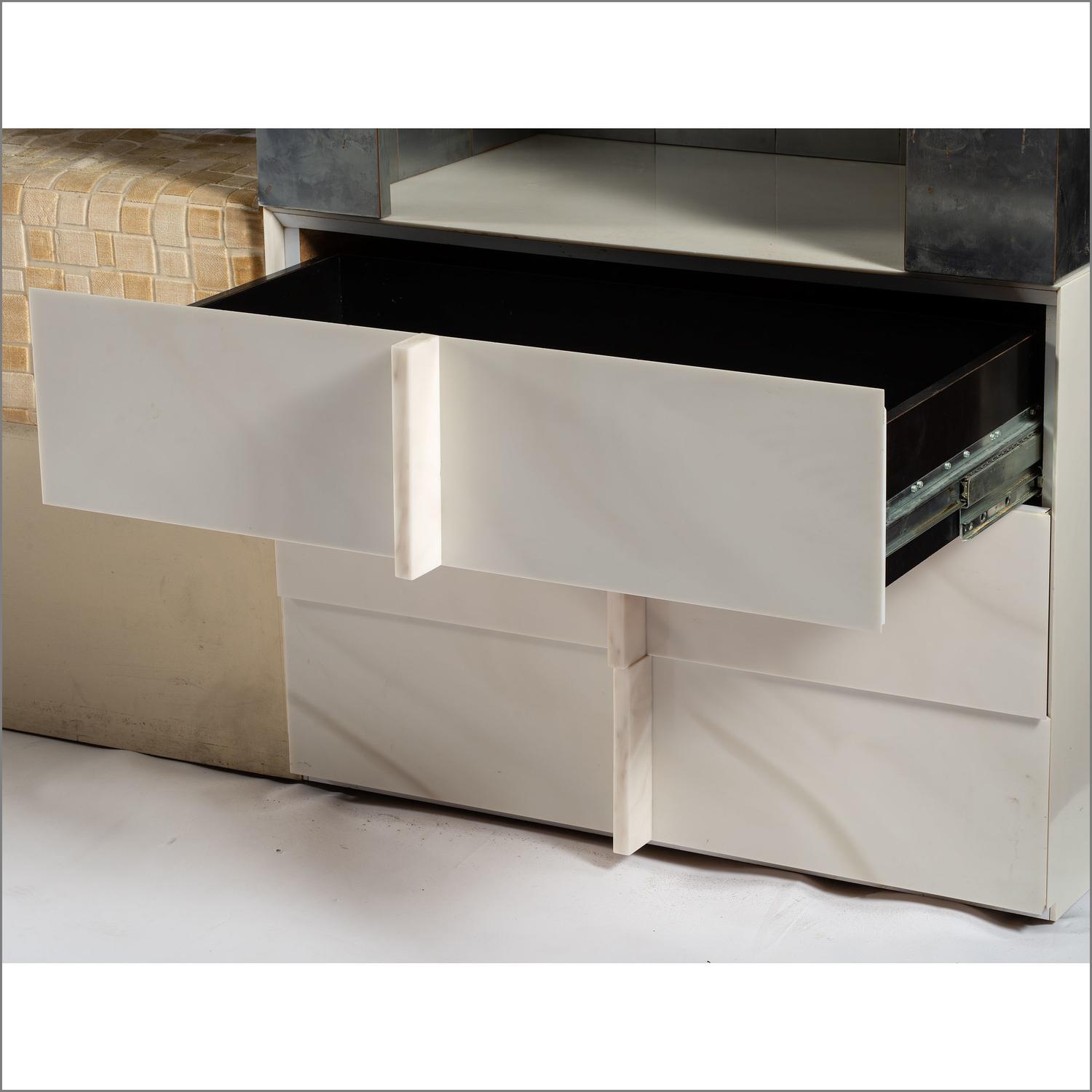 A Paul Evans Cityscape Headboard and Dresser Set
