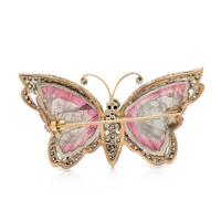 CARVED TOURMALINE BUTTERFLY BROOCH