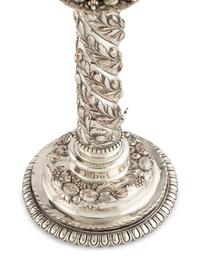 A Pair of American Silver-Plate Three-Light Candelabra Mounted as Lamps