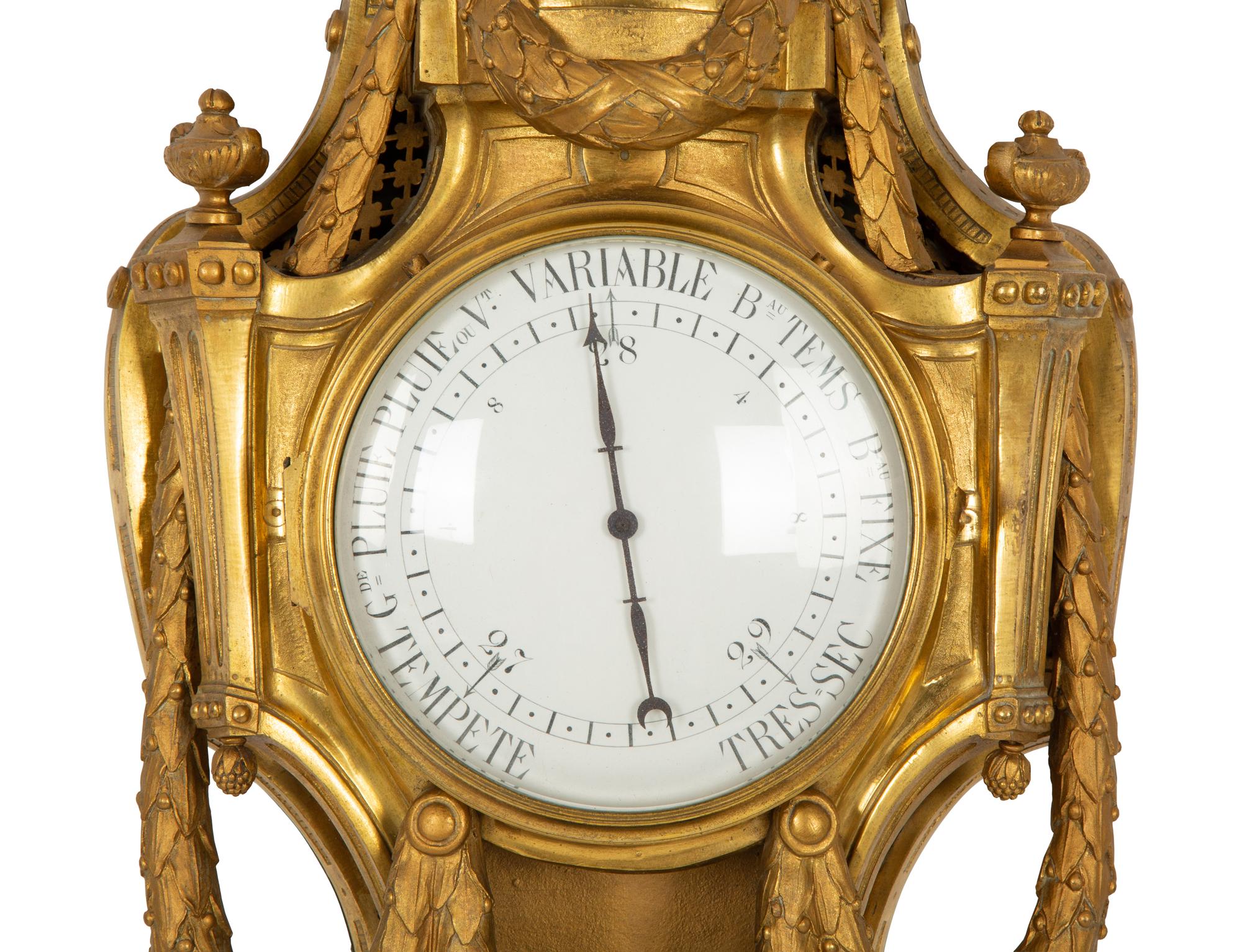 A Louis XVI Style Gilt Bronze Wall Barometer