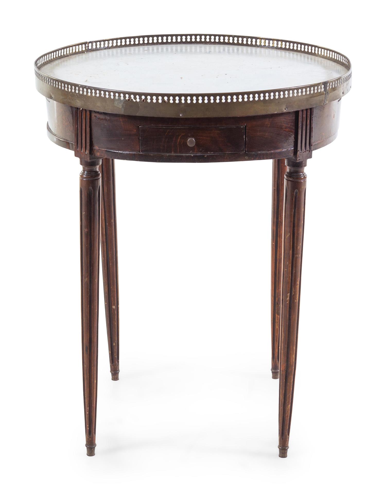 A Louis XVI Style Marble-Inset Bouillotte Table