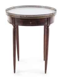 A Louis XVI Style Marble-Inset Bouillotte Table