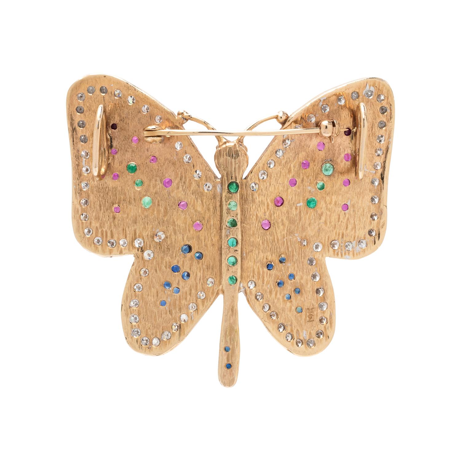 DIAMOND AND MULTIGEM BUTTERFLY PENDANT/BROOCH