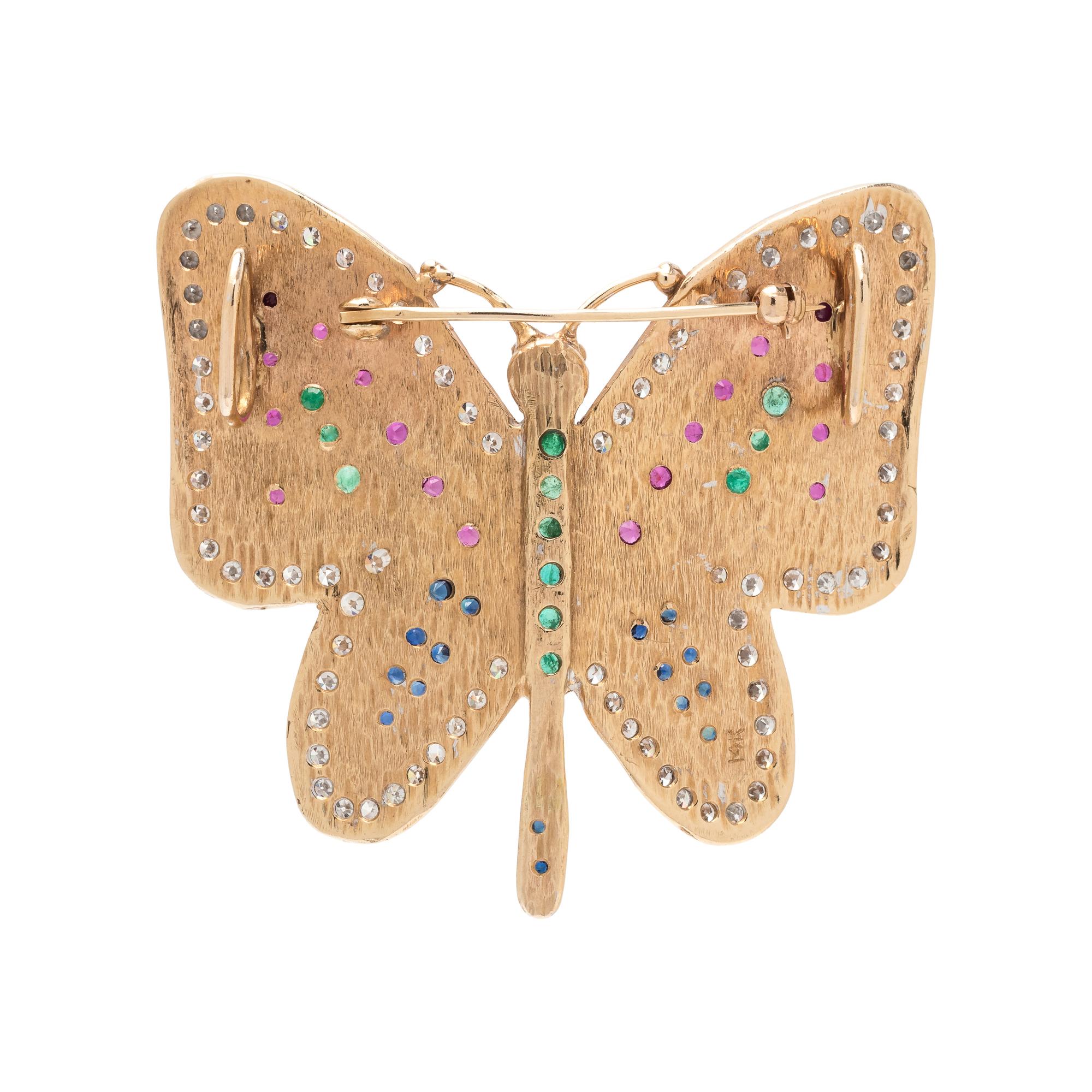 DIAMOND AND MULTIGEM BUTTERFLY PENDANT/BROOCH