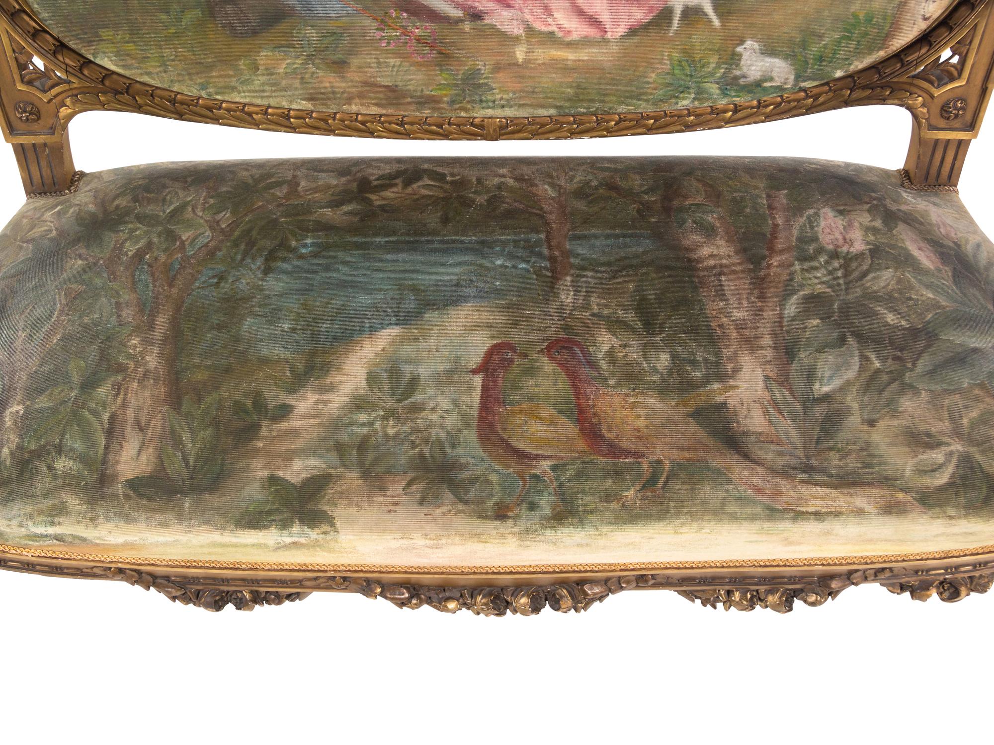 A Louis XVI Style Giltwood Seven-Piece Salon Suite