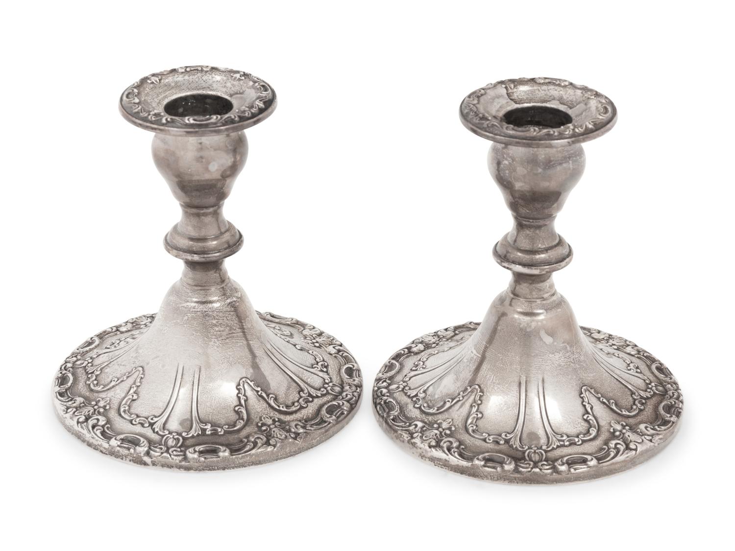 A Pair of American Silver Candlesticks