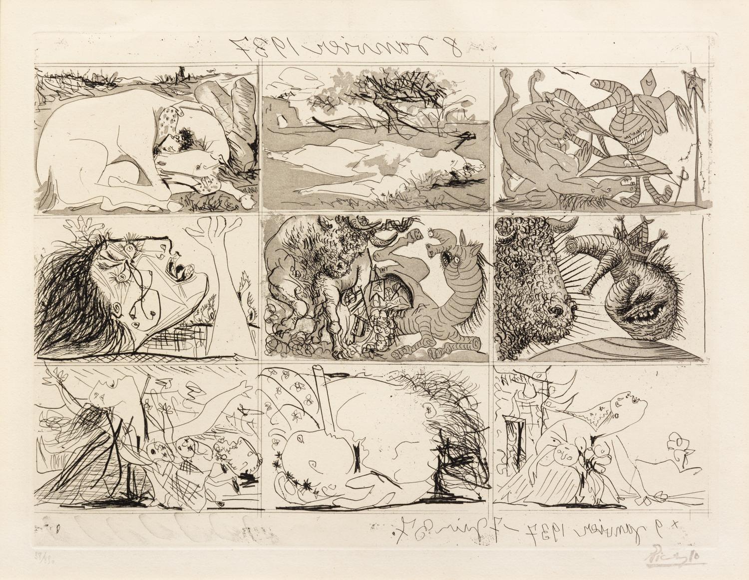 Pablo Picasso, (Spanish, 1881-1973), Sueno y mentira de Franco, 1937 (a group of 2)
