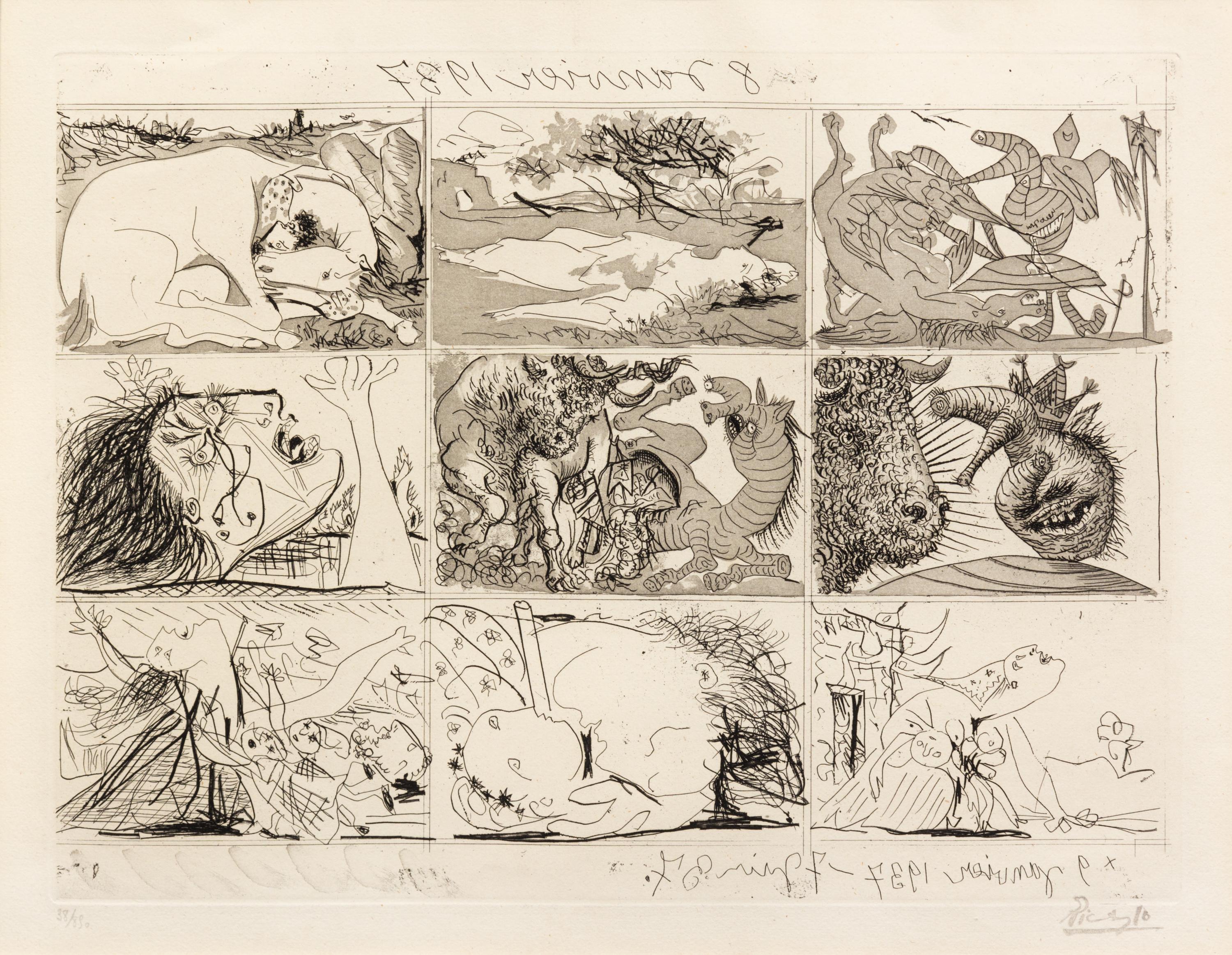 Pablo Picasso, (Spanish, 1881-1973), Sueno y mentira de Franco, 1937 (a group of 2)