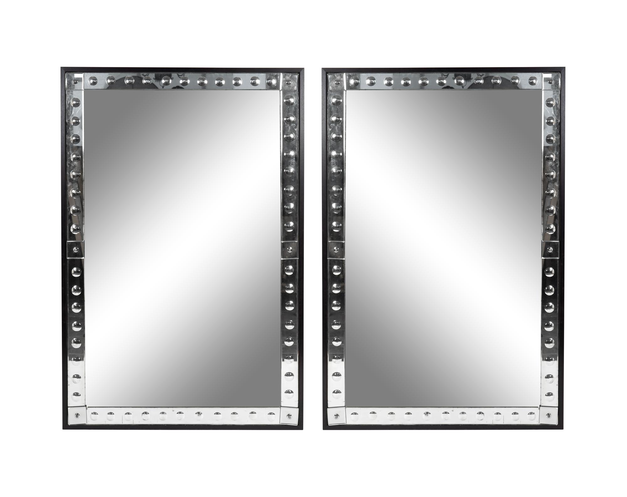 A Pair of Contemporary Reverse-Cut Glass Mirrors — 20TH CENTURY