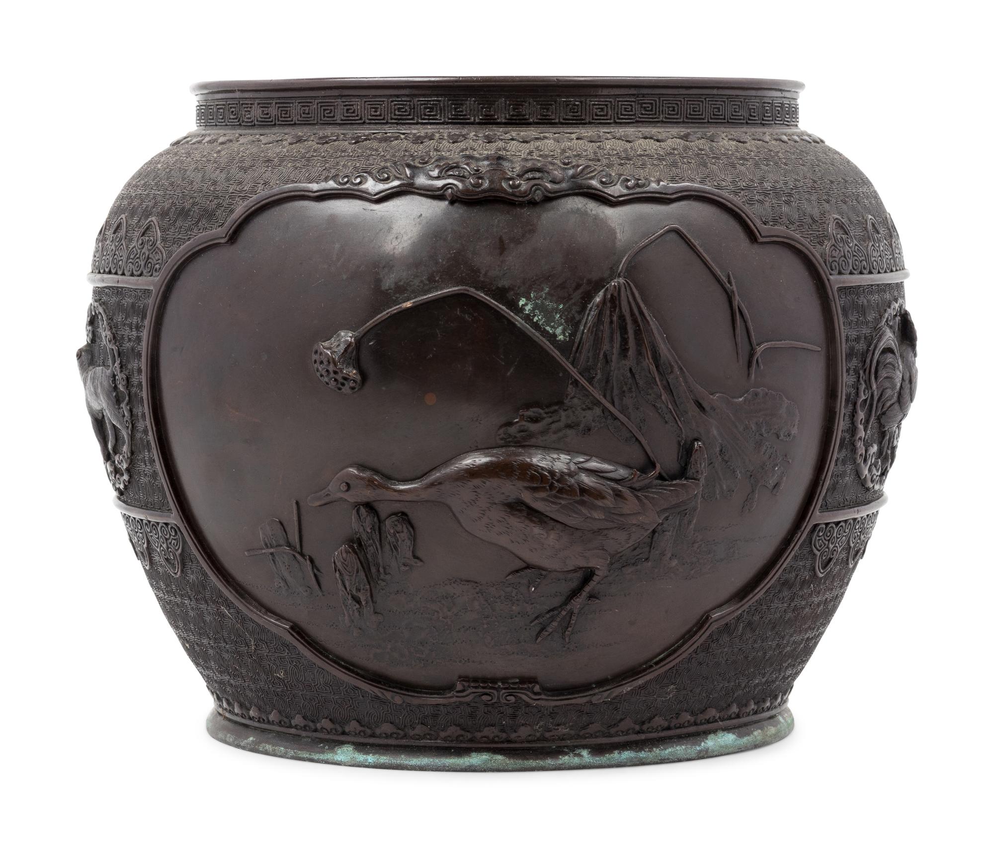 A Japanese Bronze Jardinière