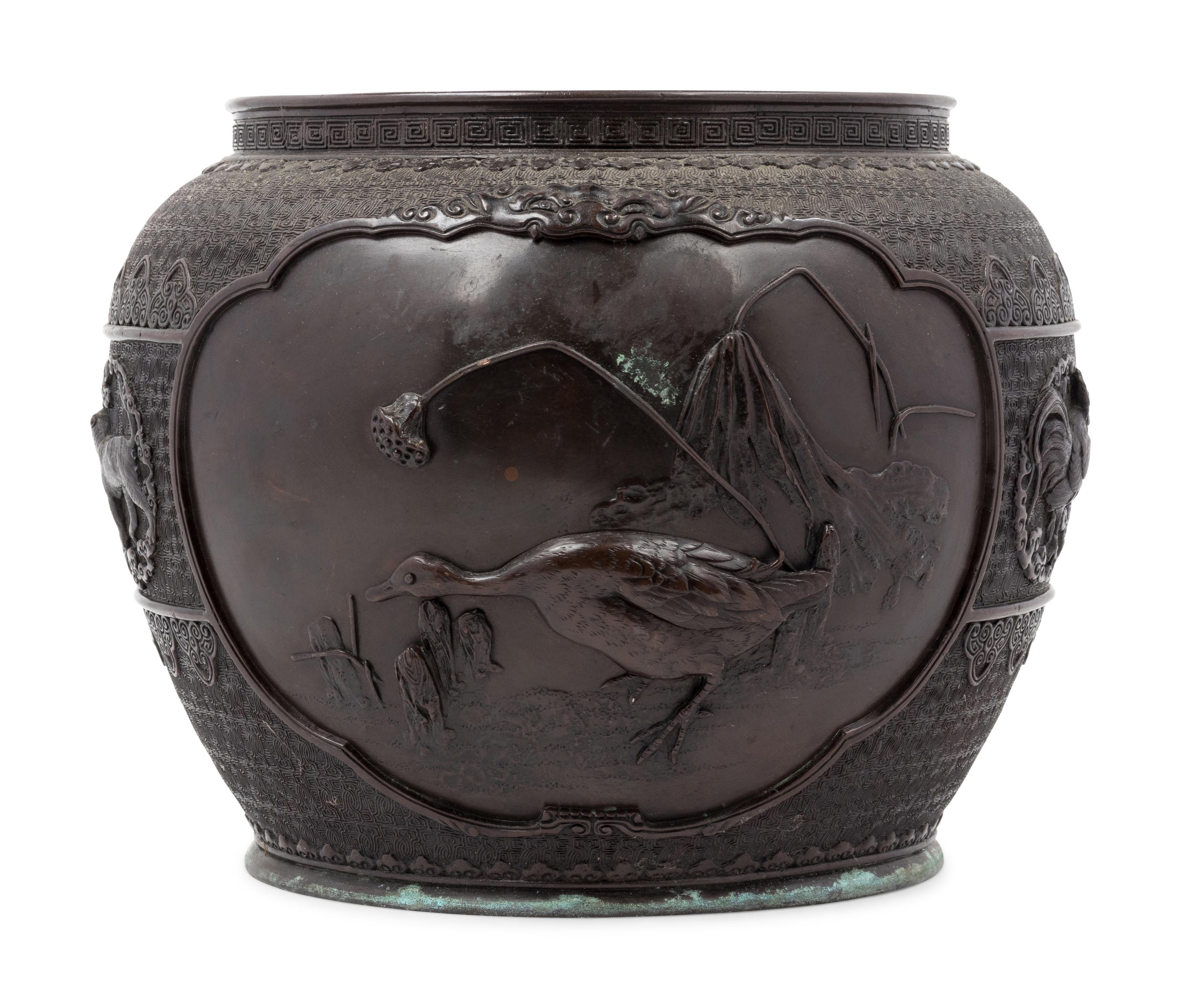 A Japanese Bronze Jardinière