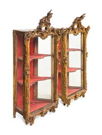 A Pair of Italian Giltwood Hanging Vitrines