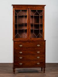 A Federal Figured Mahogany Secretary Bookcase