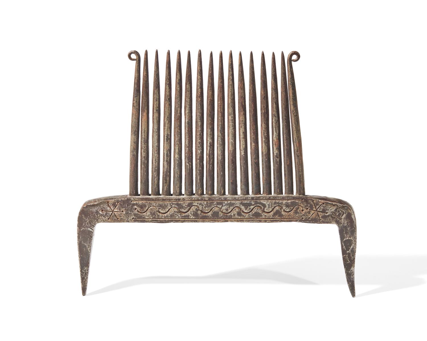 A Wrought Iron Flax Comb, Probably French, Dated "1844"