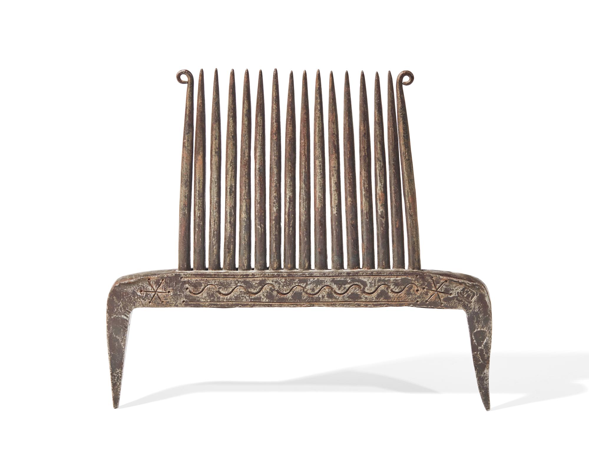 A Wrought Iron Flax Comb, Probably French, Dated "1844"