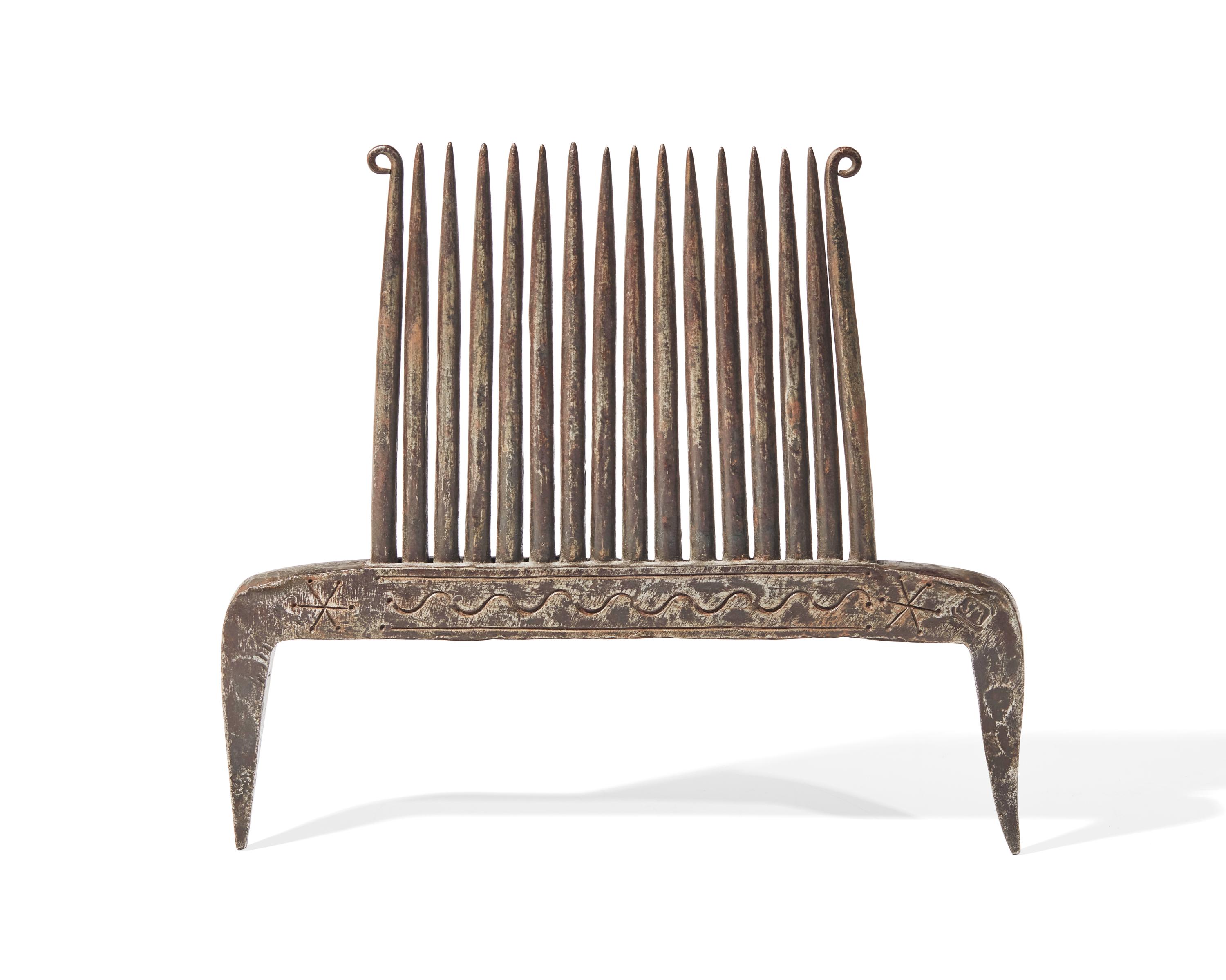 A Wrought Iron Flax Comb, Probably French, Dated "1844"