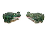 A Pair of Large Glazed Ceramic Frogs