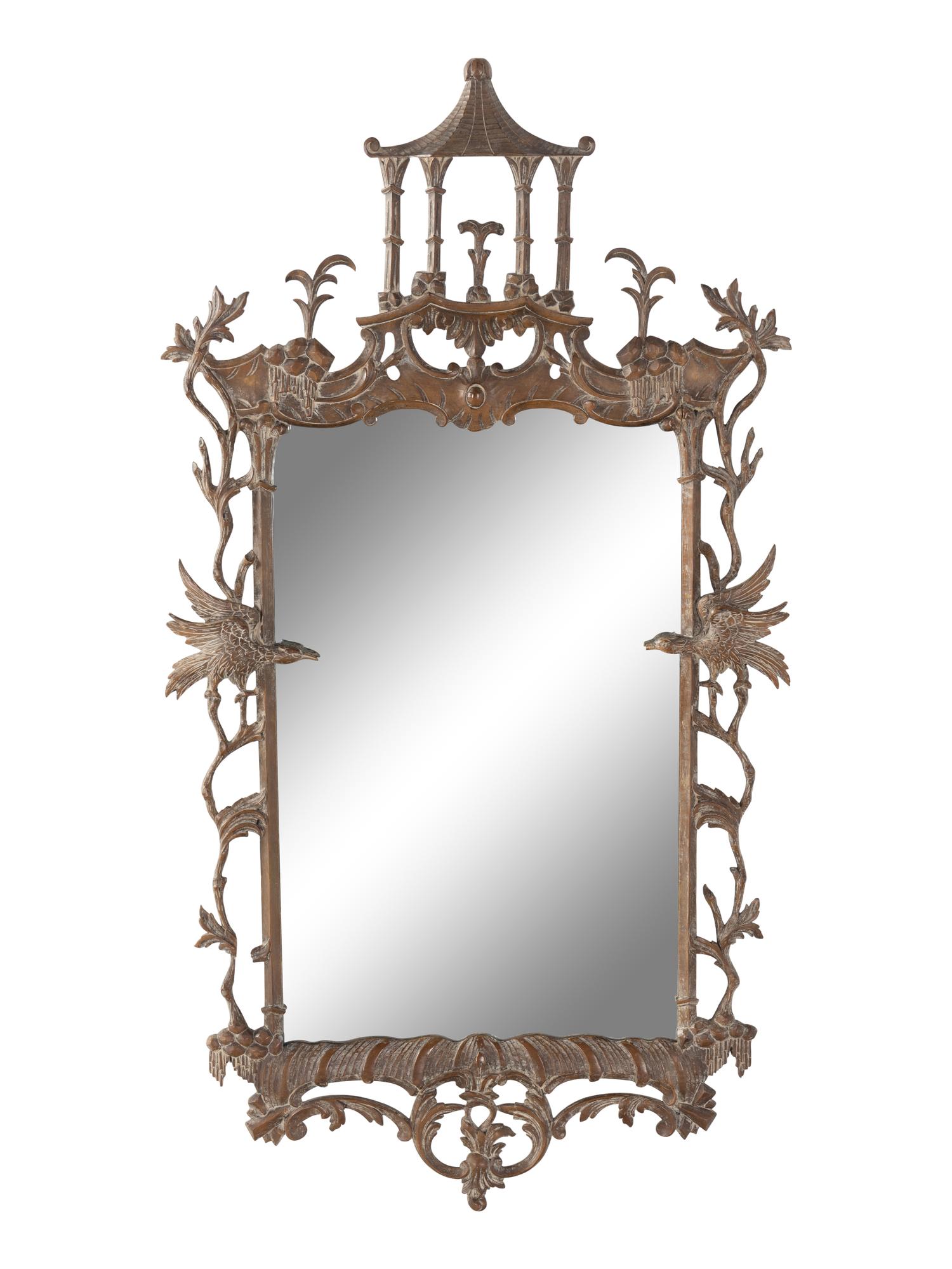 A George III Style Carved Walnut "Chinese Chippendale" Mirror