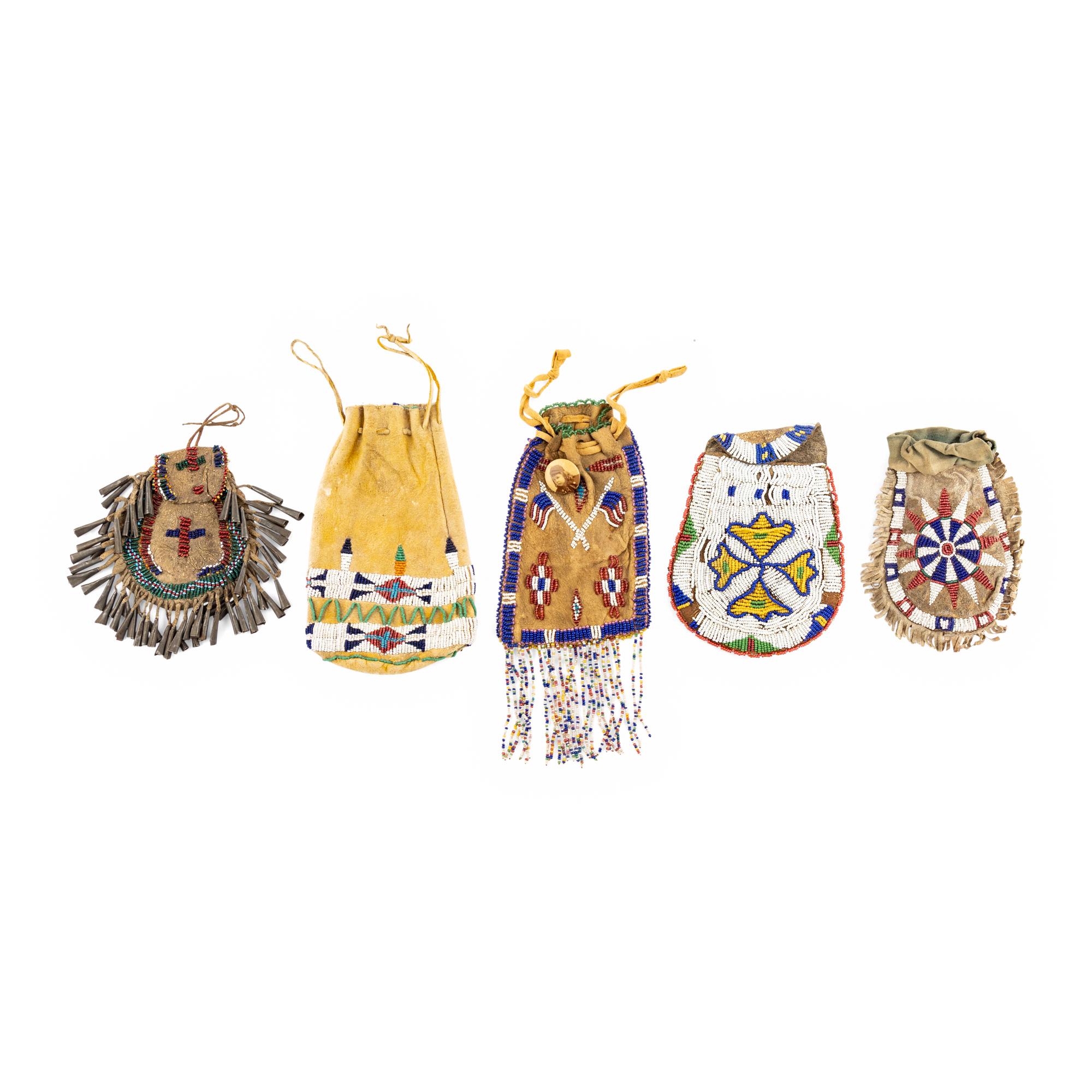 Collection of Plains Beaded Hide Bags