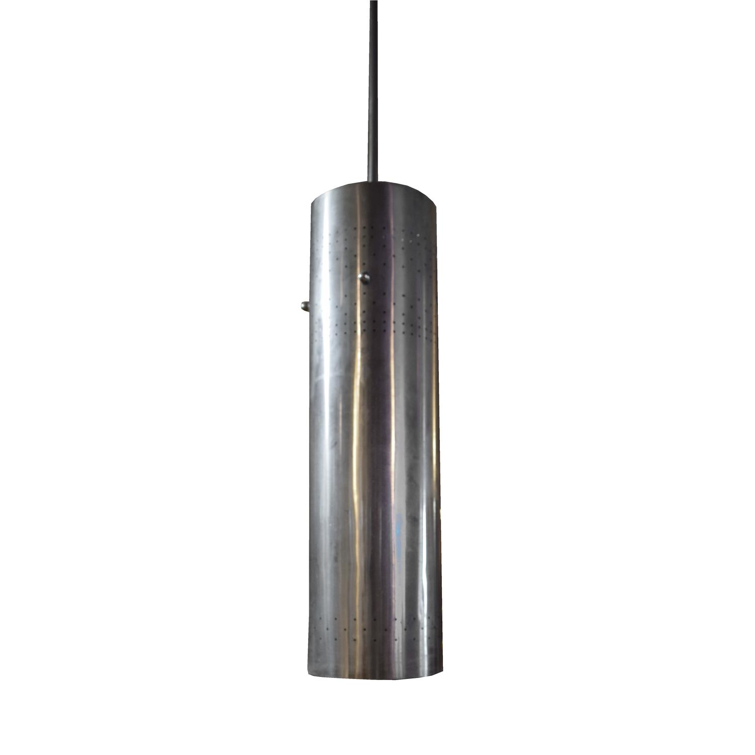 A Stainless Steel Mid-Century Cylinder Light Fixture 9" W x 9" D x 32" H — United States, Mid-20th Century