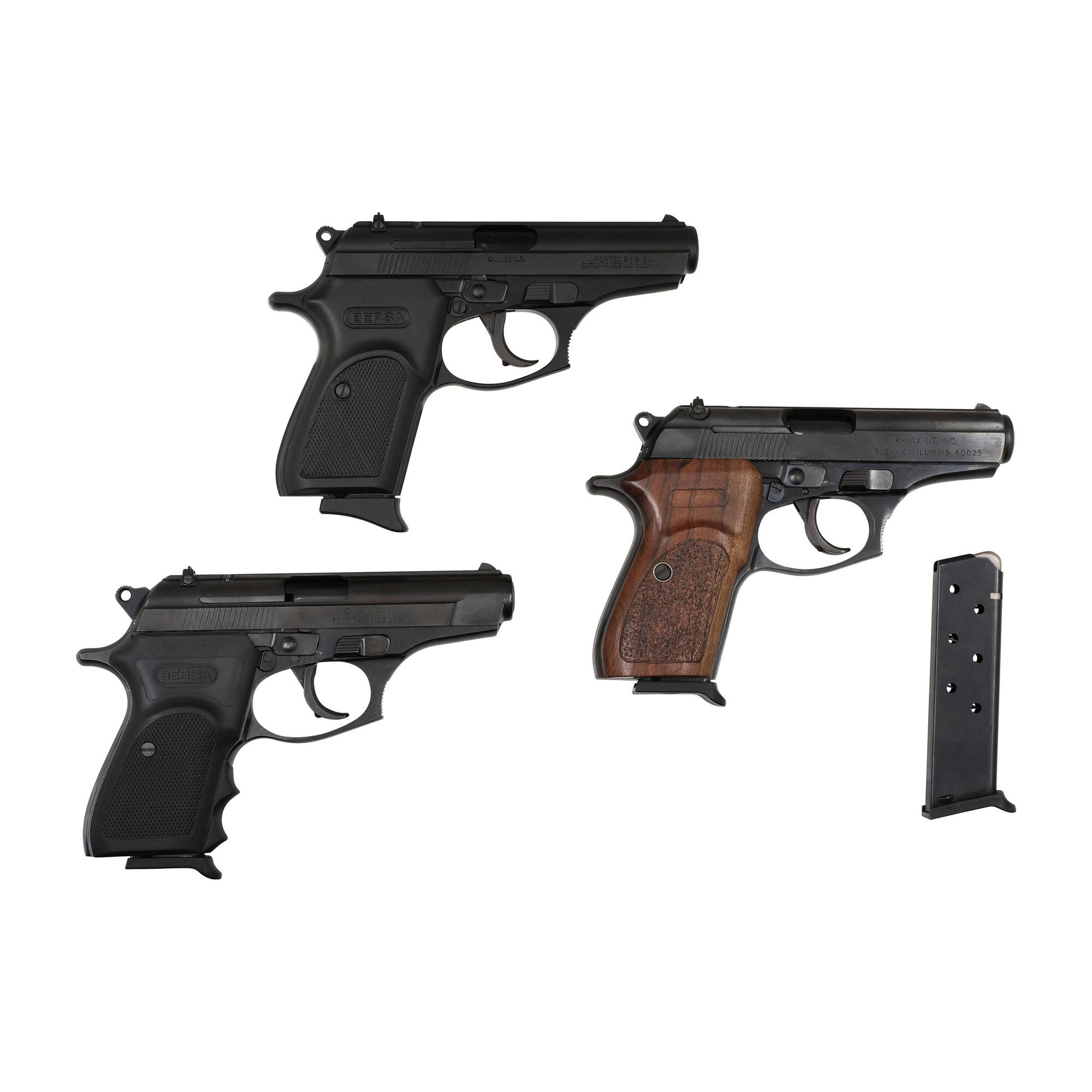 * Lot of Three Bersa Pistols Including Model 83 .380 Caliber, and Bersa Thunder 22 in Box with Accessories