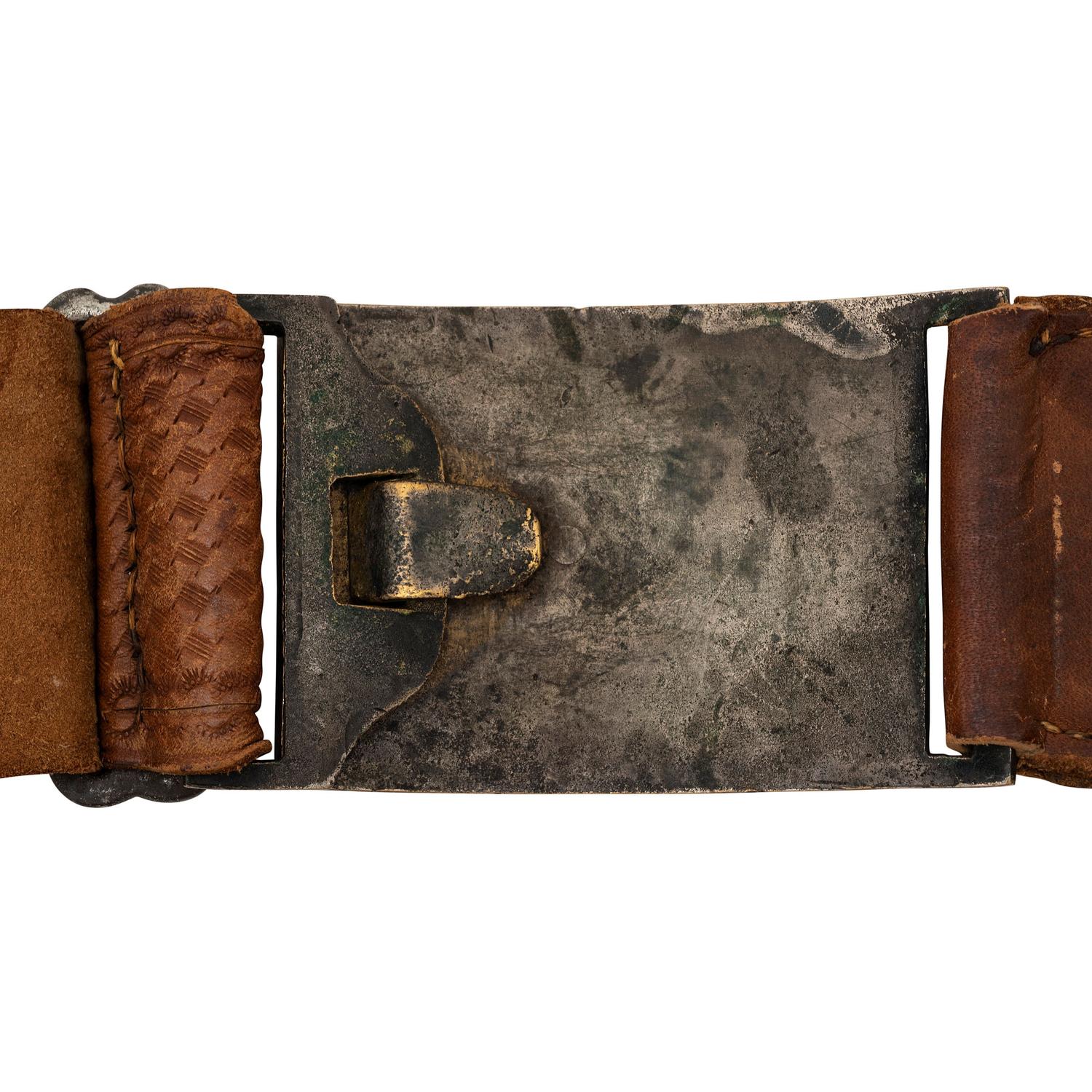 Silvered US Model 1851 Sword Belt Plate Engraved to A.C. Kennedy with Tooled Leather Belt