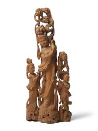 A Chinese Boxwood Figural Groups