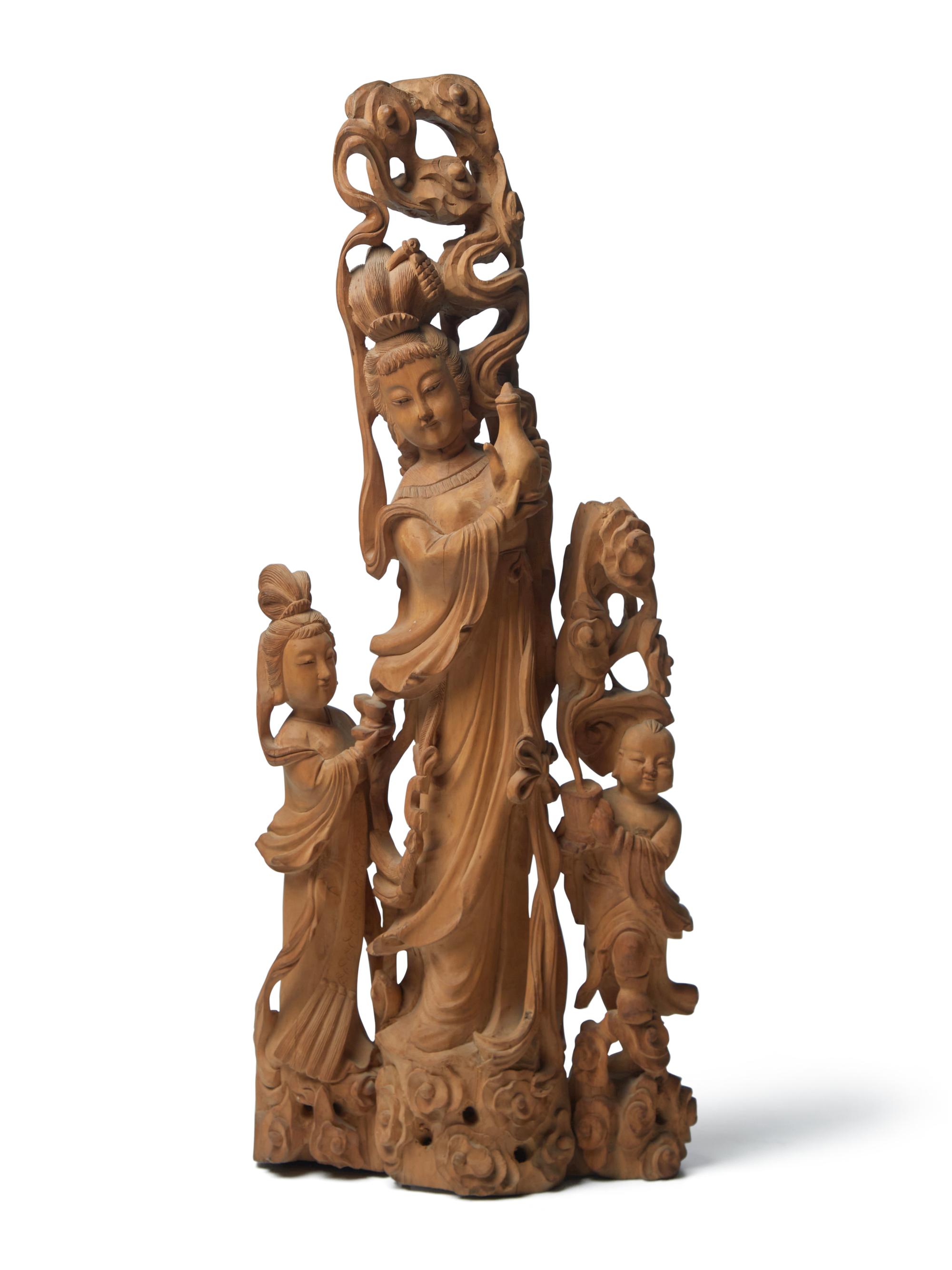 A Chinese Boxwood Figural Groups