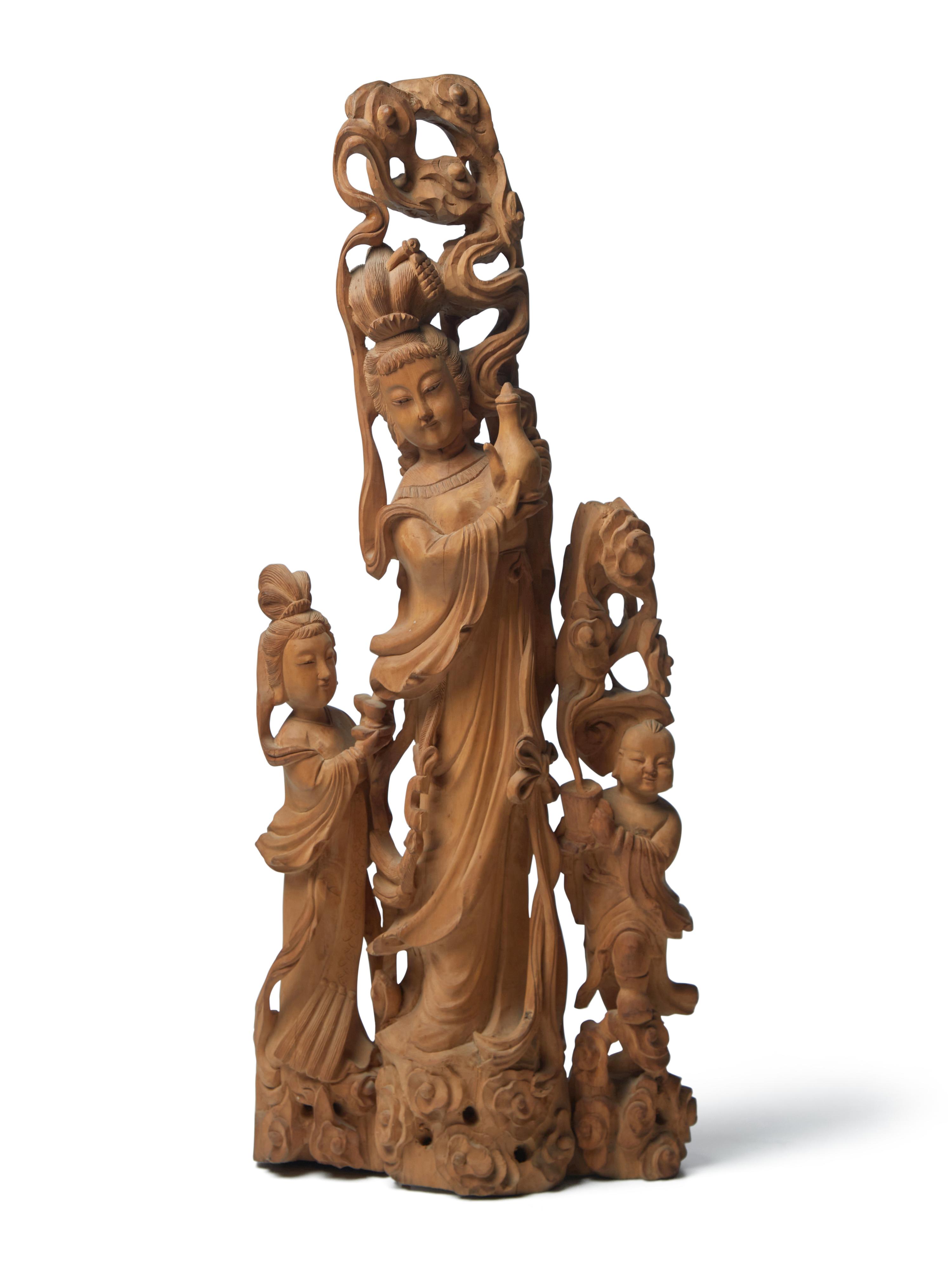 A Chinese Boxwood Figural Groups