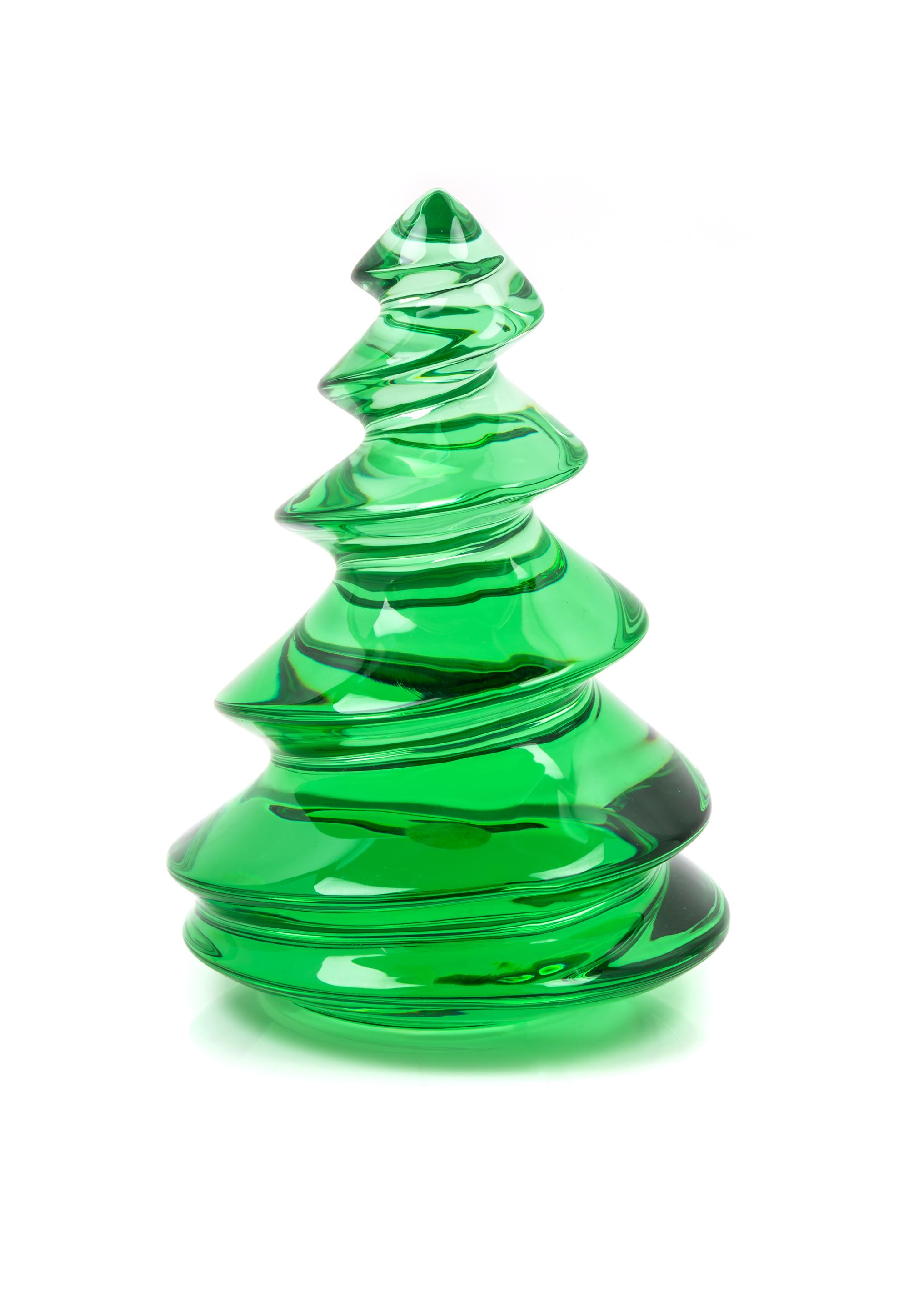 A Baccarat Green Christmas Tree Height 5 inches.