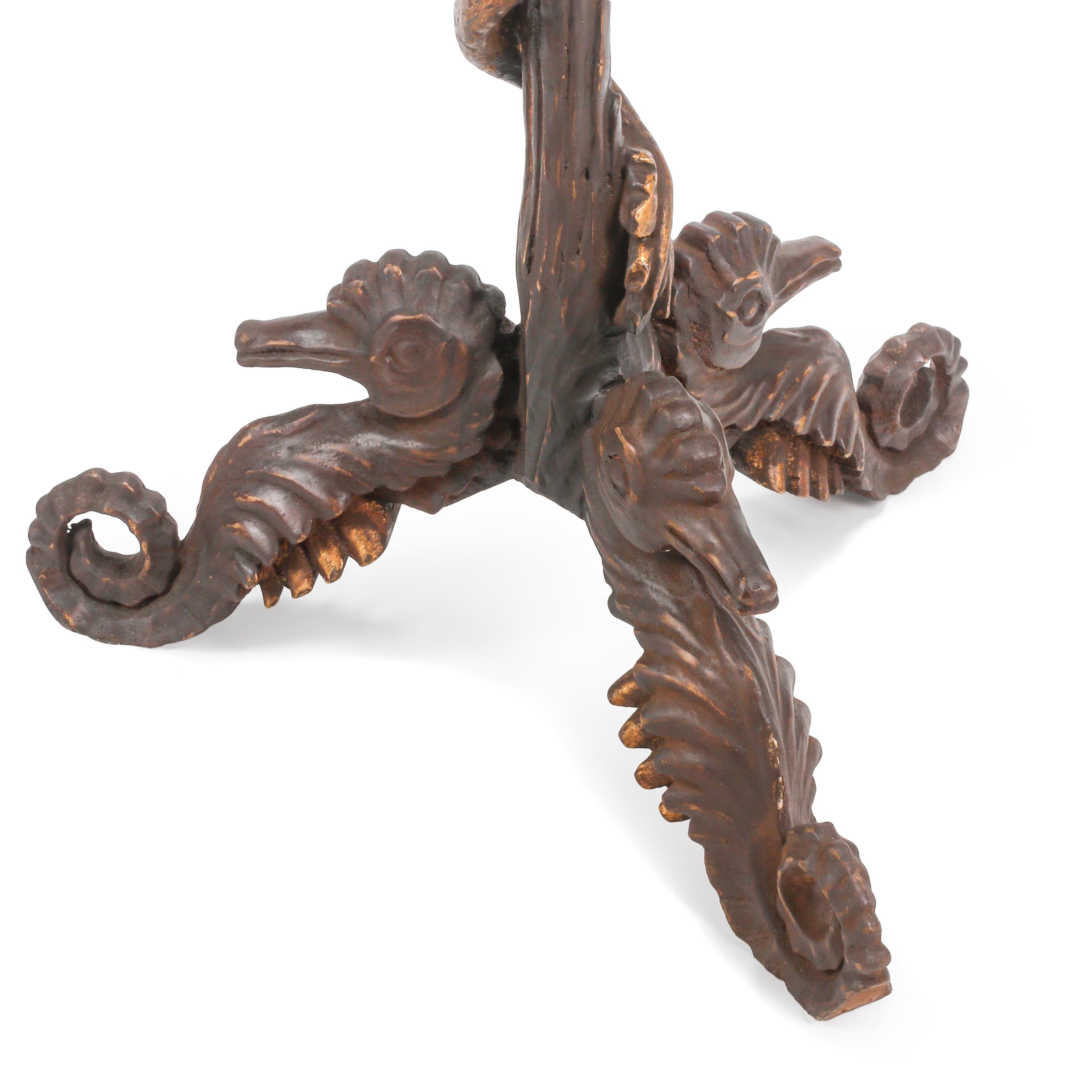 A Pair of Italian Carved and Parcel Gilt "Grotto" Style Tables