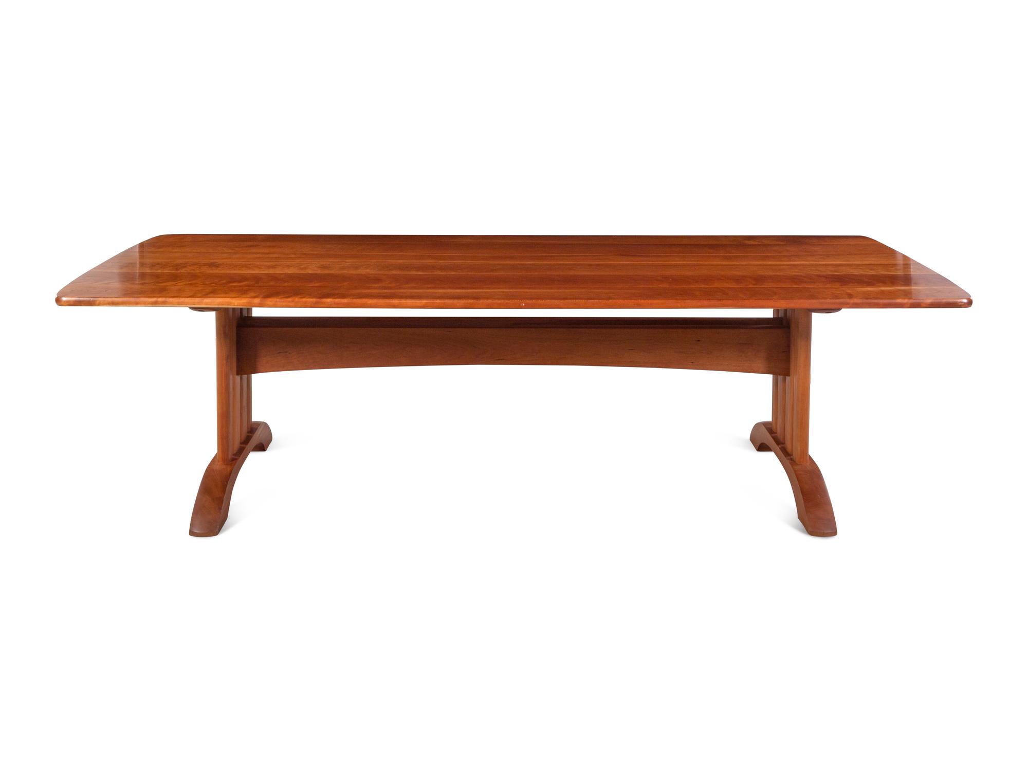 A Gary Weeks Studio Cherrywood Trestle Dining Table