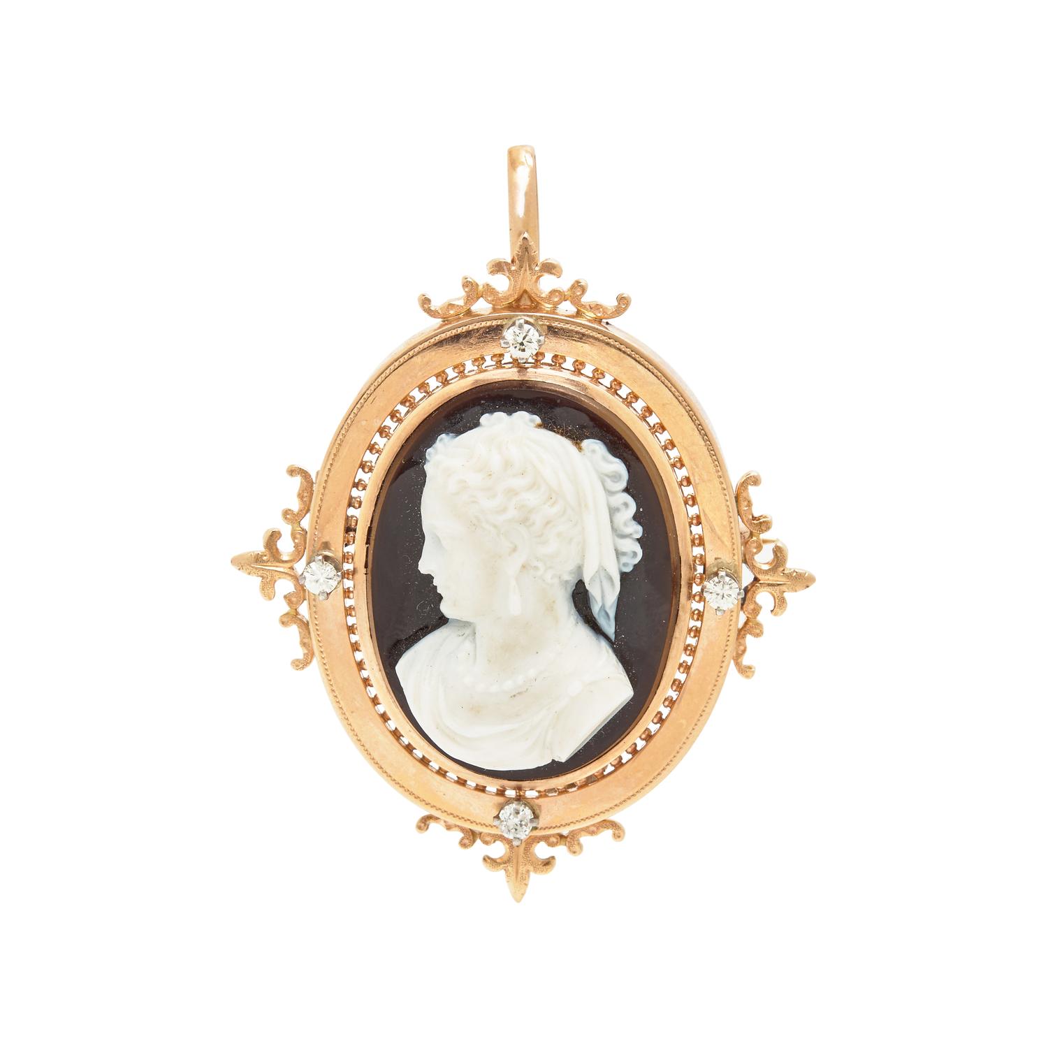 COLLECTION OF HARDSTONE CAMEO JEWELRY