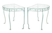 A Salterini Laurel Wrought Iron Glass Top Two-Part Dining Table