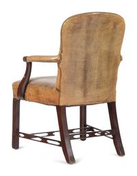 A Pair of George III Style Leather-Upholstered Mahogany Armchairs