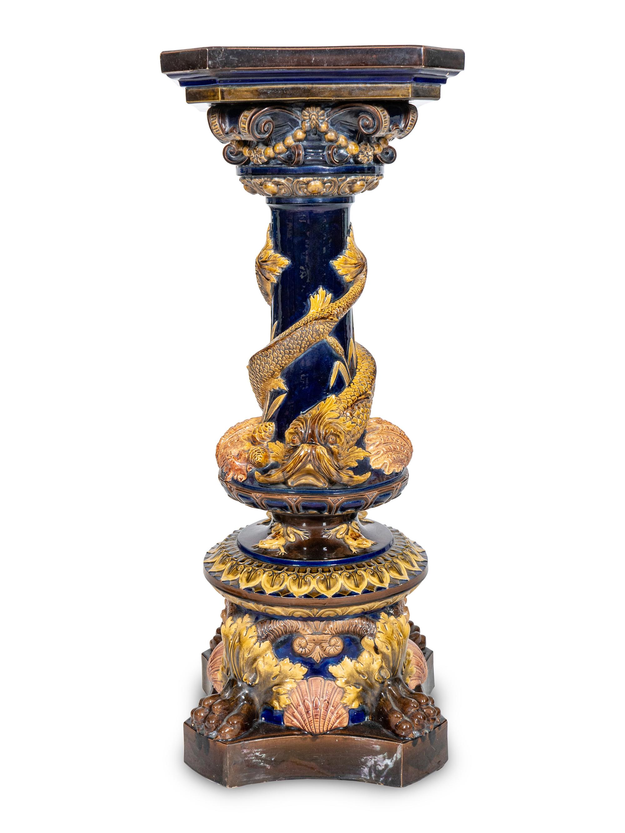 An English Majolica Pedestal