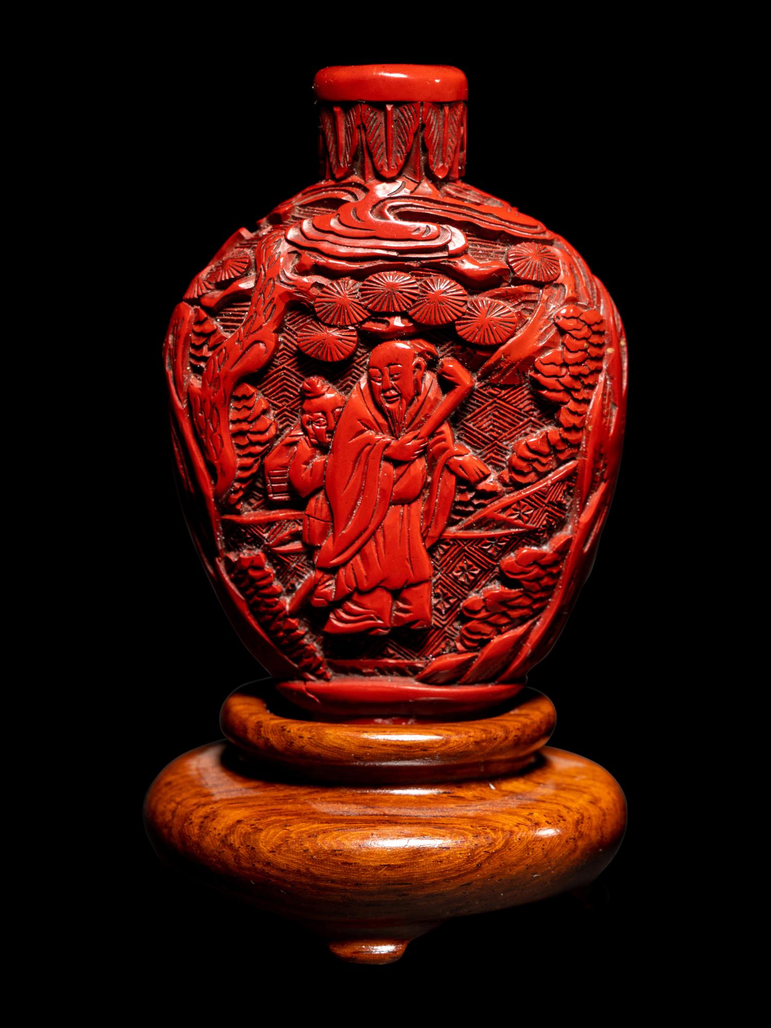 Three Chinese Cinnabar Lacquer Articles