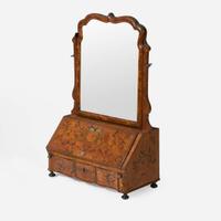 A Dutch William & Mary walnut marquetry stand, box, and dressing mirror, 18th / 19th century