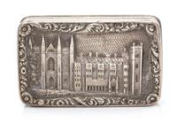 A Victorian Silver Vinaigrette, Taylor & Perry, Birmingham, 1838, the lid decorated with a scene of Newstead Abbey surrounded by a flor